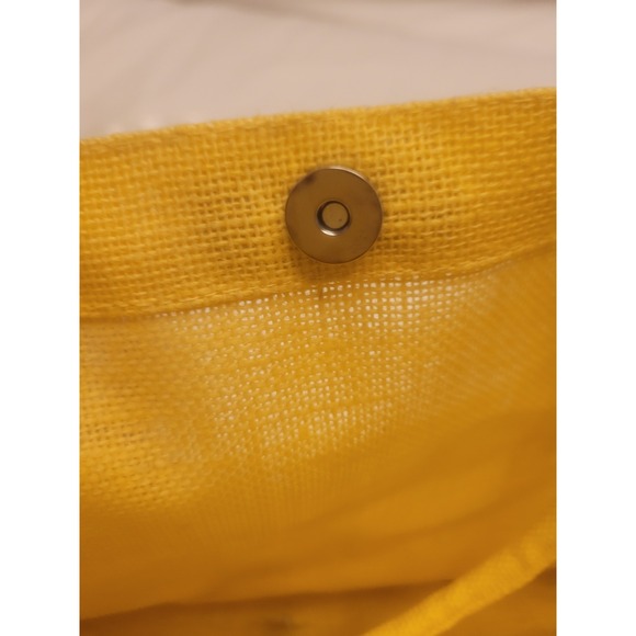 Kendall+James Bright Yellow Natural Jute Tote Bag W/Fun In The Sun In Sequins - Picture 3 of 9
